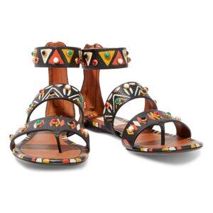 Valentino Garavani Tribal Studded Gladiator Sandals $1575 Women's 37.5 (7.5 US)